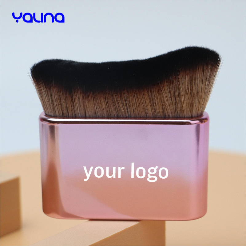 New Fashion Kabuki Wave Foundation Brush Electroplated Handle Flat Head Liquid BB Cream Single Makeup Brush Body Brush