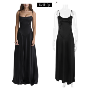 Black Formal Lace Up Corset Maxi Dress Women's Spaghetti Strap Satin Sleeveless Slit Evening Cocktail Long Dress for Summer