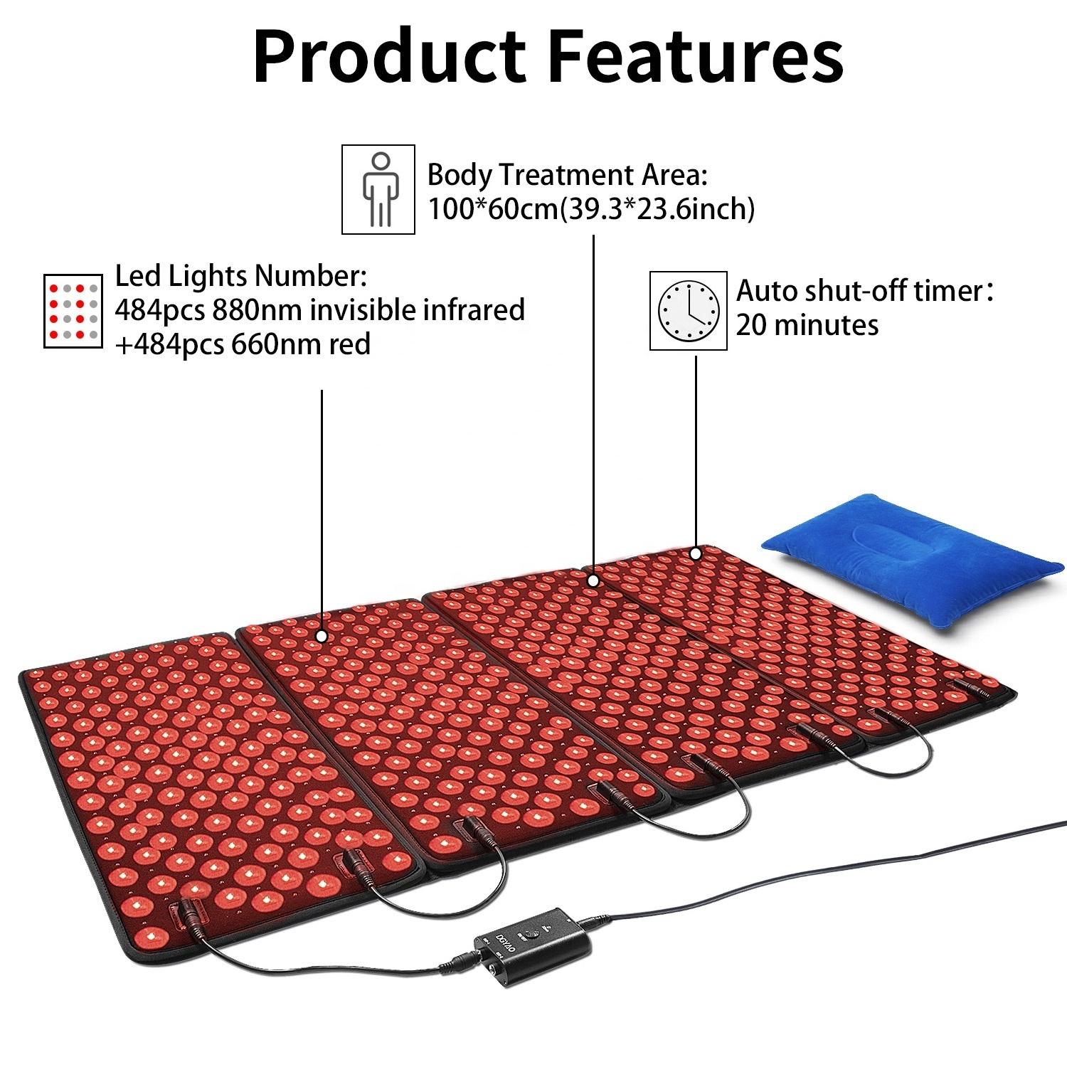 DGYAO Hot Sale LED Red Light Infrared Therapy Pads Body Slim Pain Relief Wrap Red Light Therapy Bed