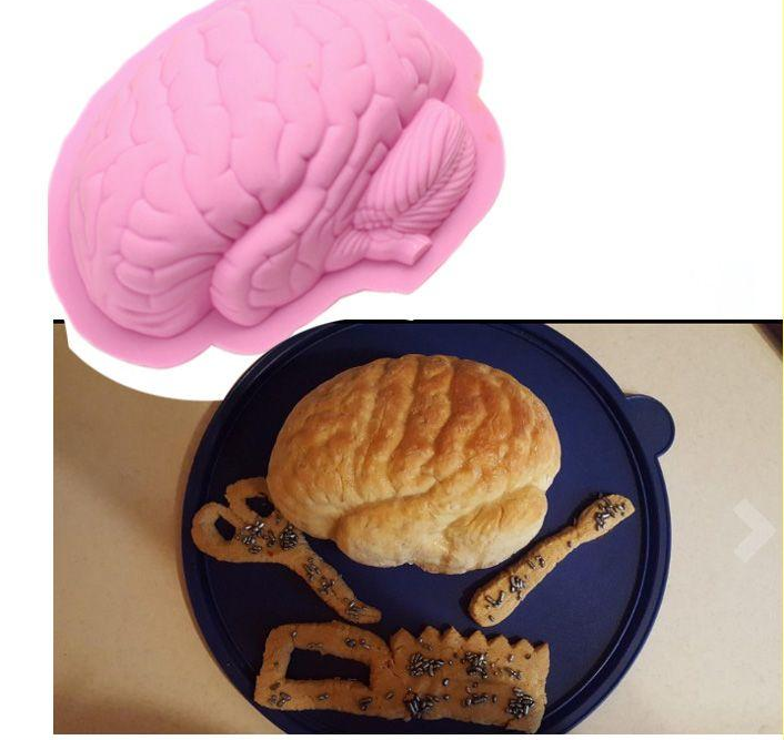 Factory Customization Food Grade Half-brain Shape Cake Mold Heat Resistant Pink Baking Halloween Silicone Mold