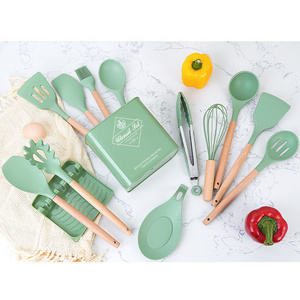 Kitchen Gadgets Soft Silicone Non-stick Kitchen Accessories Kitchen Utensils with wooden Handles