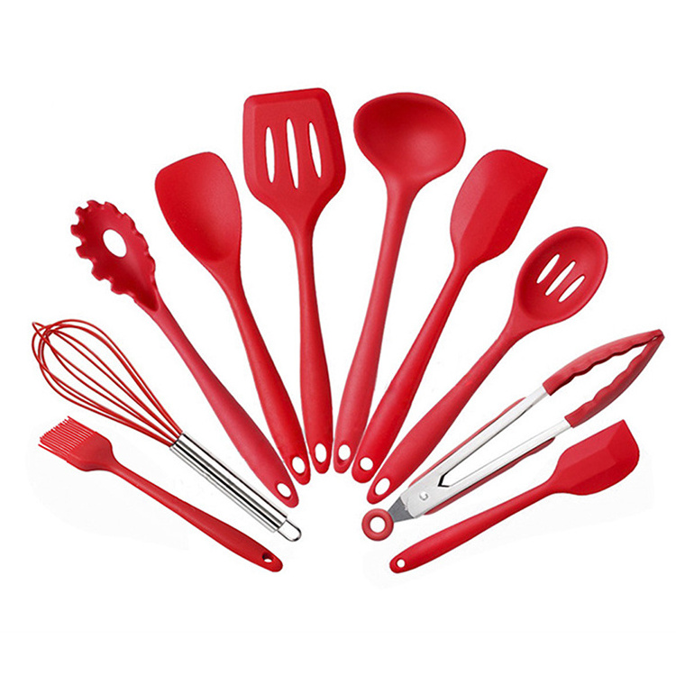 Customized Wholesale Kitchen Utensils Heat Resistant Non-stick Silicone Utensils Set 10pcs