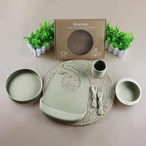 2024 Top Seller Baby Supplies 100% Non-toxic and Recyclable Silicone Baby Plate Set New Born Set Gift Baby Feeding Set