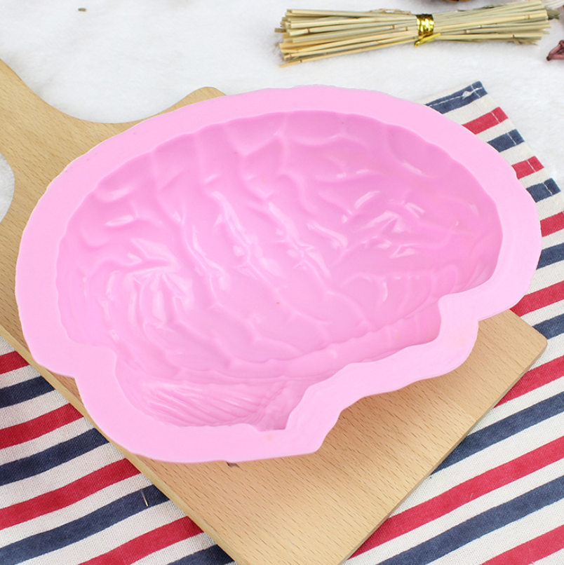 Human Brain Shape Pan Baking Molde de Pastel de Cerebro Silicone Halloween Cake Mold Food Grade Pudding Jello Dessert Mold