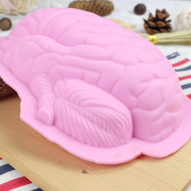 Brain Handmade Silicon Cake Mold OEM Customized Logo Printing Cake Tools Food Grade Pink Silicone Cake Mold