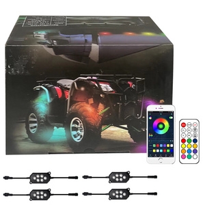 RGBW LED Rock Lights for Truck App Remote Car Light Accessories RGB 12 Months App and Remote Control 2.4W*4 Pods IP68