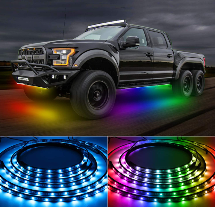 Custom Underglow Car Lights 50cm 120cm Car Decoration Led Lights 60W IP 68 Car Under Glow LED Light Kit APP Control 2 Years 5050