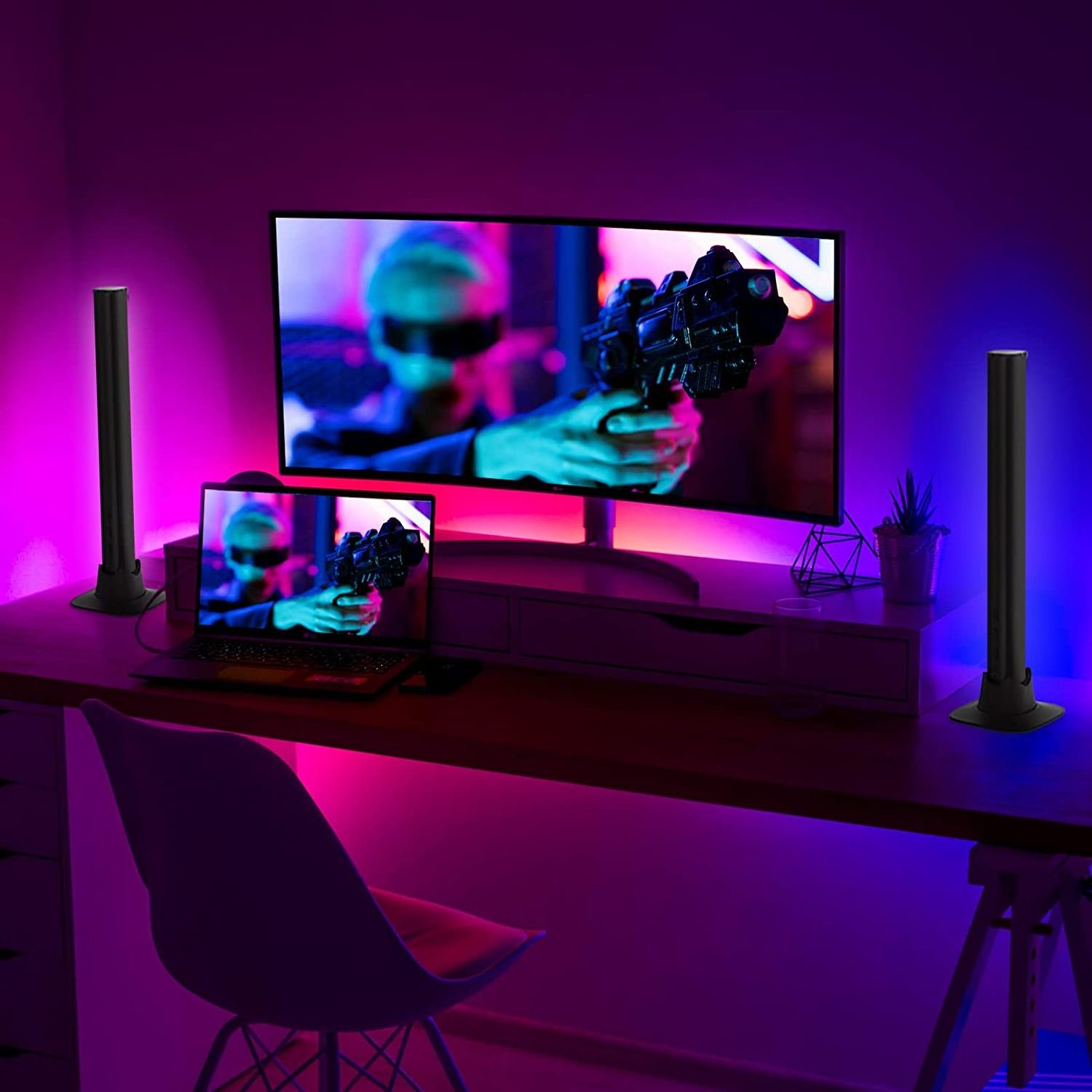 Smart LED Light Bars RGBIC Gaming Ambiance Light TV Ambient Backing Light Bar for Gaming PC Party Room Decoration