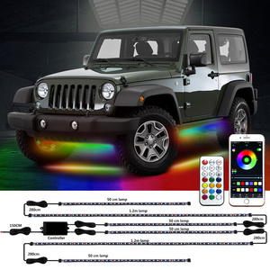 6PCS Dream Chasing Color Underglow Car Light Kit 50cm 120cm waterproof APP Remote Control ambient Car Under Glow LED Strip Light