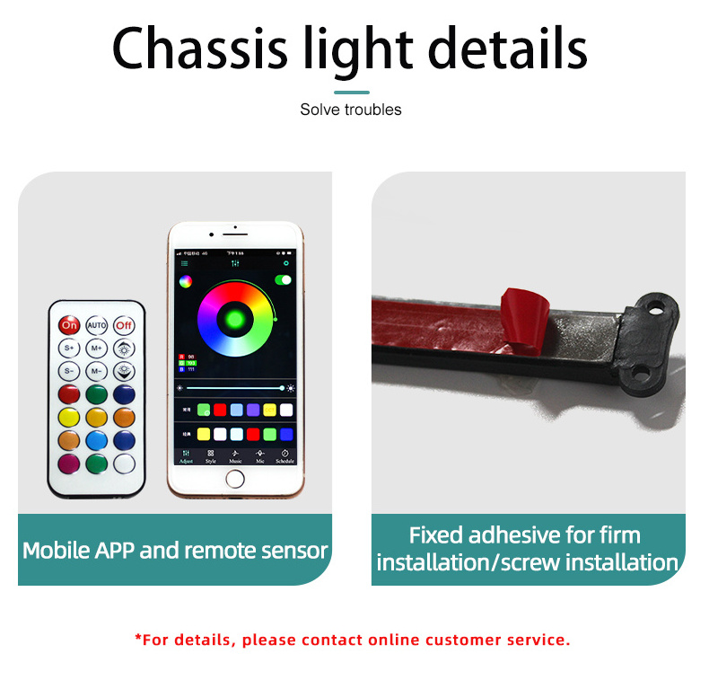 Dream Color Chasing Underglow RGB Car LED Strip Light 50cm 120cm IP68 waterproof APP Remote Control LED Strip Light