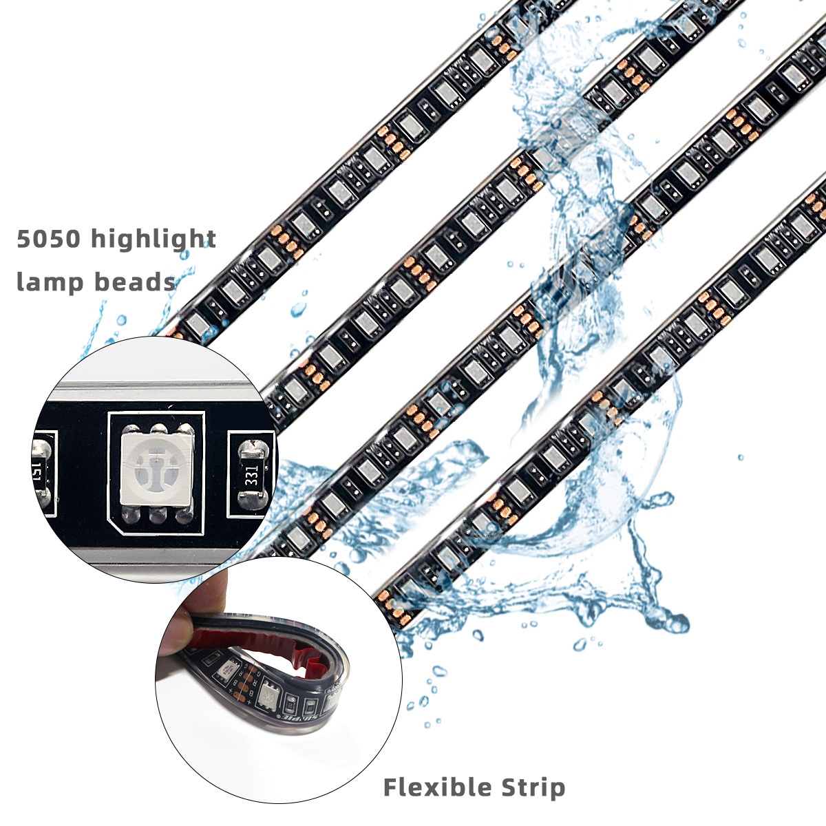 Flexible RGB Underglow Light Kit RGB Ambient Decorative Atmosphere Light led strip for Car Truck Off Road