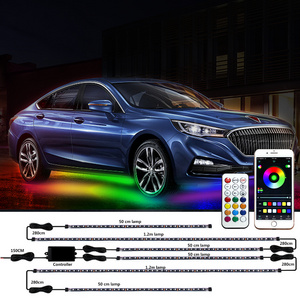 Custom Underglow Car Lights 50cm 120cm Car Decoration Led Lights 60W IP 68 Car Under Glow LED Light Kit APP Control 2 Years 5050