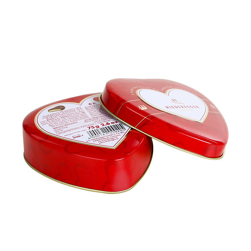 Wholesale Custom Printing Recyclable Heart Shape Chocolate Candy Gift Packaging Wedding Tin Box