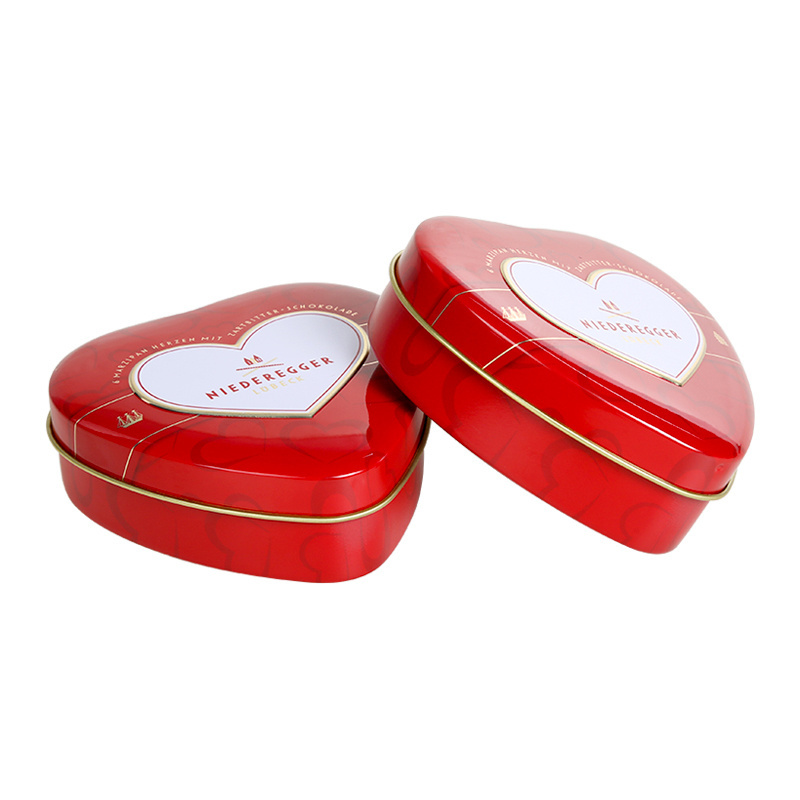 Wholesale Custom Printing Recyclable Heart Shape Chocolate Candy Gift Packaging Wedding Tin Box