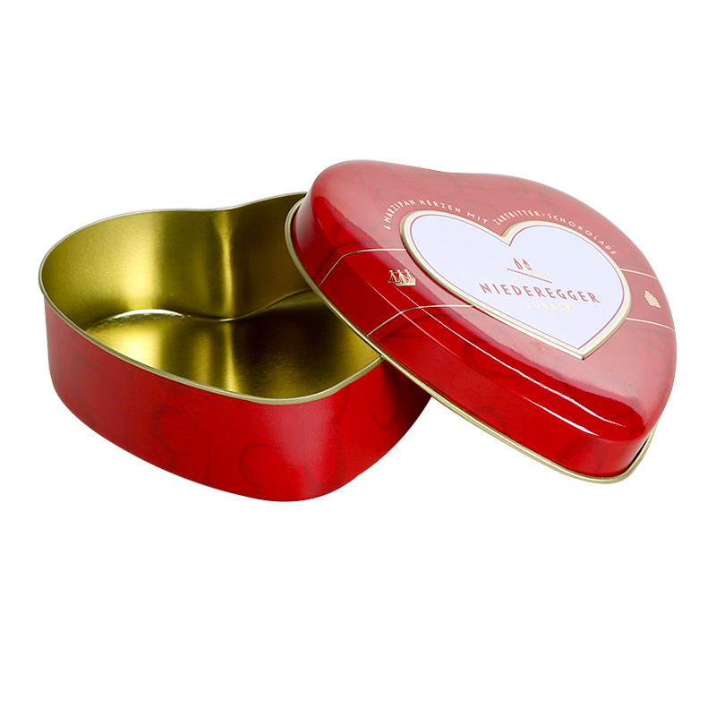 Wholesale Custom Printing Recyclable Heart Shape Chocolate Candy Gift Packaging Wedding Tin Box