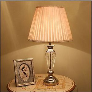 Hot Sale  fancy Crystal  Art Marble Fabric pleated softback lamp shades and  white glass  table lamp