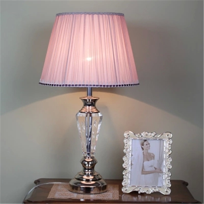 Hot Sale  fancy Crystal  Art Marble Fabric pleated softback lamp shades and  white glass  table lamp