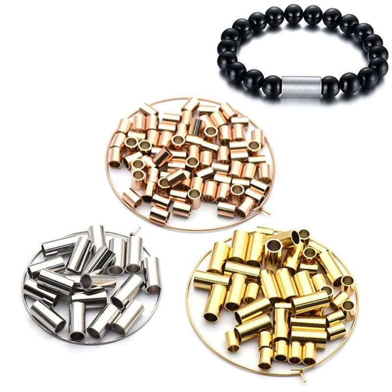 Custom Logo Laser Engraved Spacer Beads Stainless Steel Engravable Blank Bead DIY Spacers for Jewelry Making Bracelet Engraving