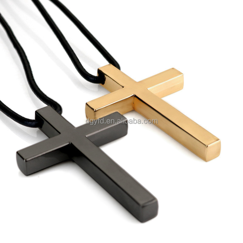 Mens Fashion Stainless Steel Jewelry Personalized Name Engraved Cross Pendant Necklace