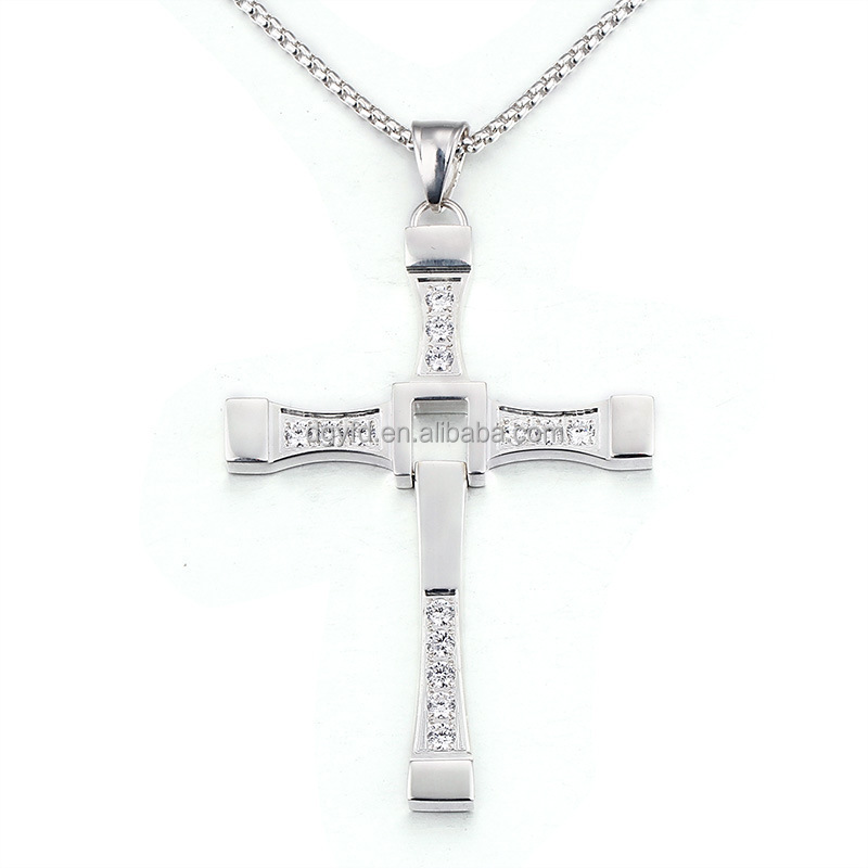 Toretto Cross Pendant Necklace Fast and Furious Dominic Stainless Steel Cross Necklace