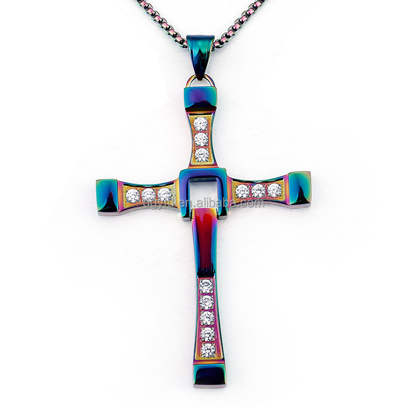 Toretto Cross Pendant Necklace Fast and Furious Dominic Stainless Steel Cross Necklace