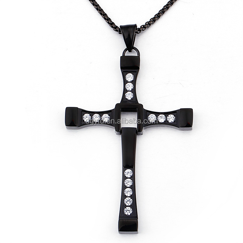 Toretto Cross Pendant Necklace Fast and Furious Dominic Stainless Steel Cross Necklace