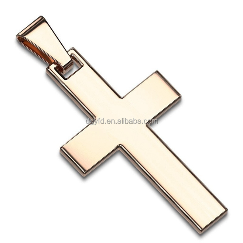 Custom Mirror Polishing Stainless Steel Engraved Cross of Faith Pendant Necklace Jewelry Wholesale for Men Women Children