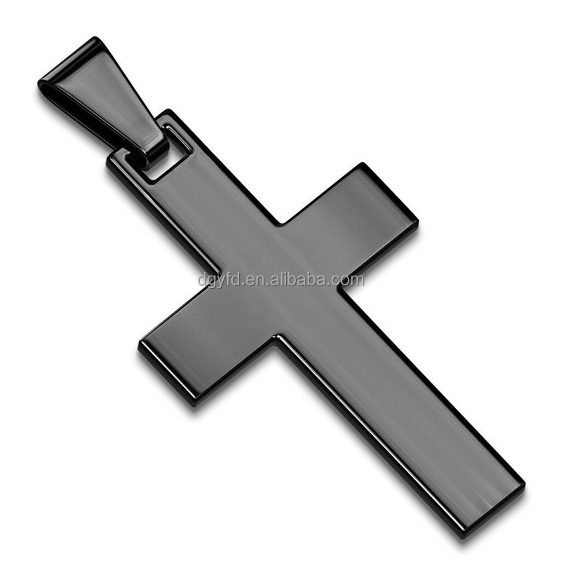 Custom Mirror Polishing Stainless Steel Engraved Cross of Faith Pendant Necklace Jewelry Wholesale for Men Women Children