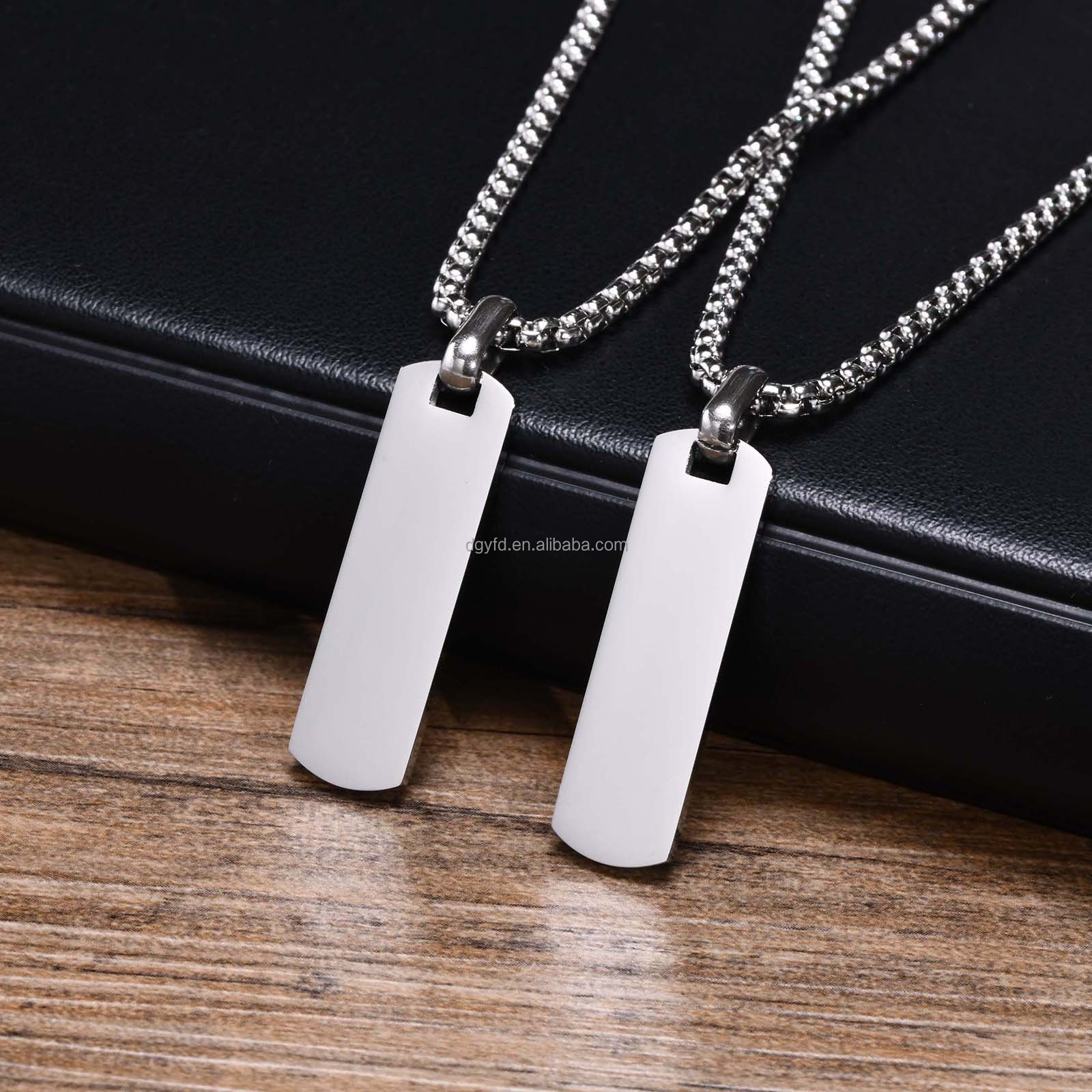 Wholesale Mens Customized Stainless Steel Engraved Dog Tag Personalized Name Laser Necklace Jewelry