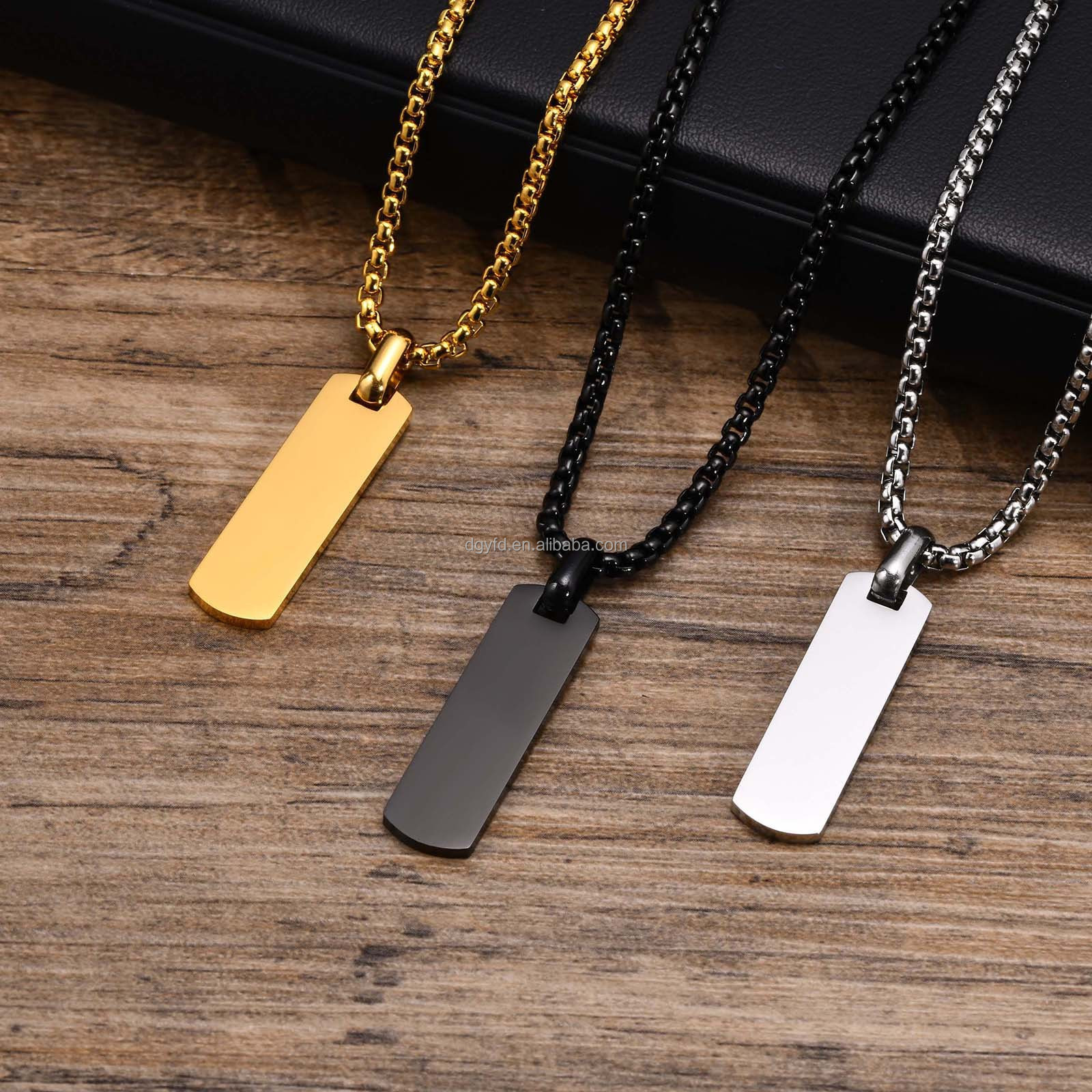 Wholesale Mens Customized Stainless Steel Engraved Dog Tag Personalized Name Laser Necklace Jewelry