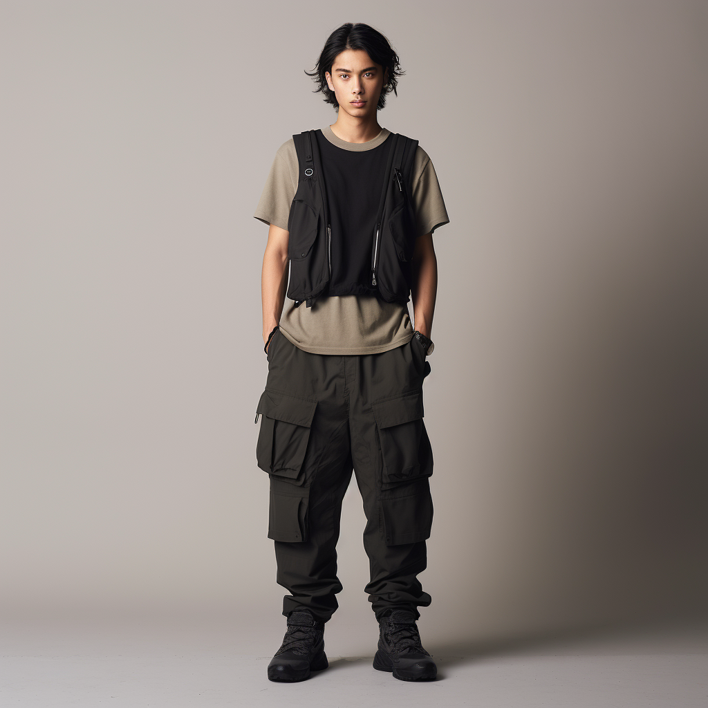 Parachute Pants Windbreak Fabric Baggy Shrink Pocket Cargo Elastic Men's Pants & Trousers workwear utility trousers