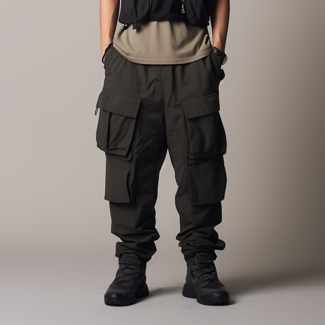 Parachute Pants Windbreak Fabric Baggy Shrink Pocket Cargo Elastic Men's Pants & Trousers workwear utility trousers