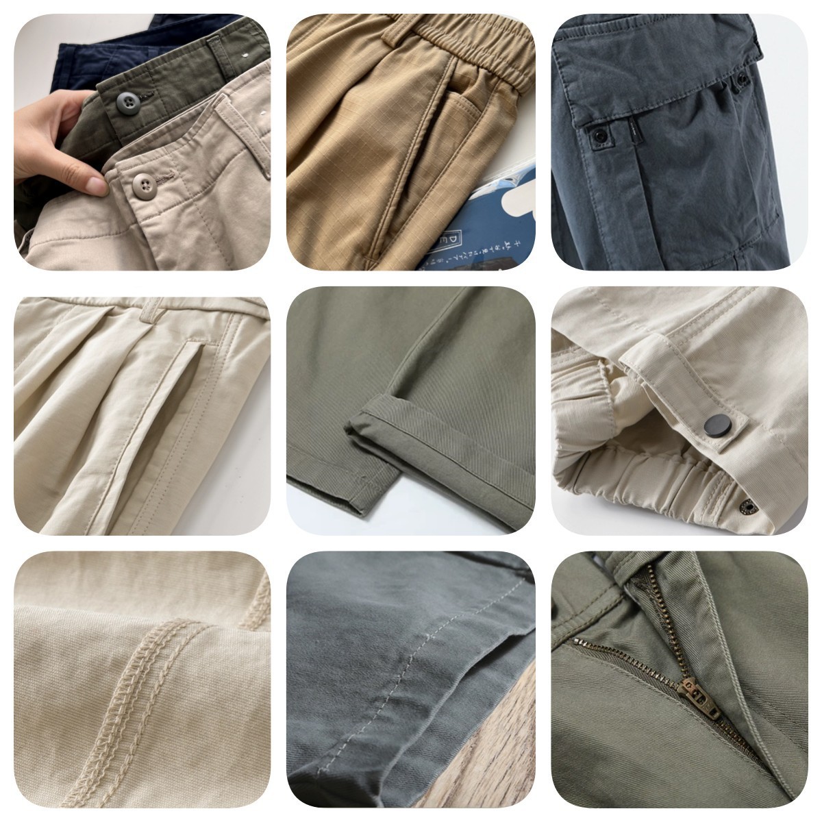 Parachute Pants Windbreak Fabric Baggy Shrink Pocket Cargo Elastic Men's Pants & Trousers workwear utility trousers