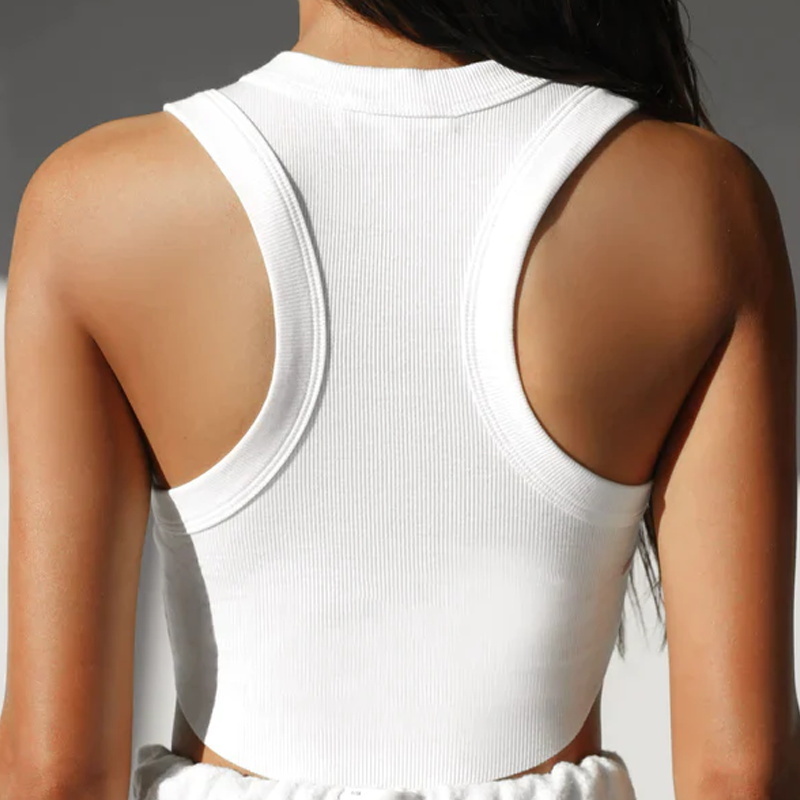 Oem Custom Logo High Quality Sleeveless Ladies Cotton Plain White Knit Ribbed Crop Tank Top For Women