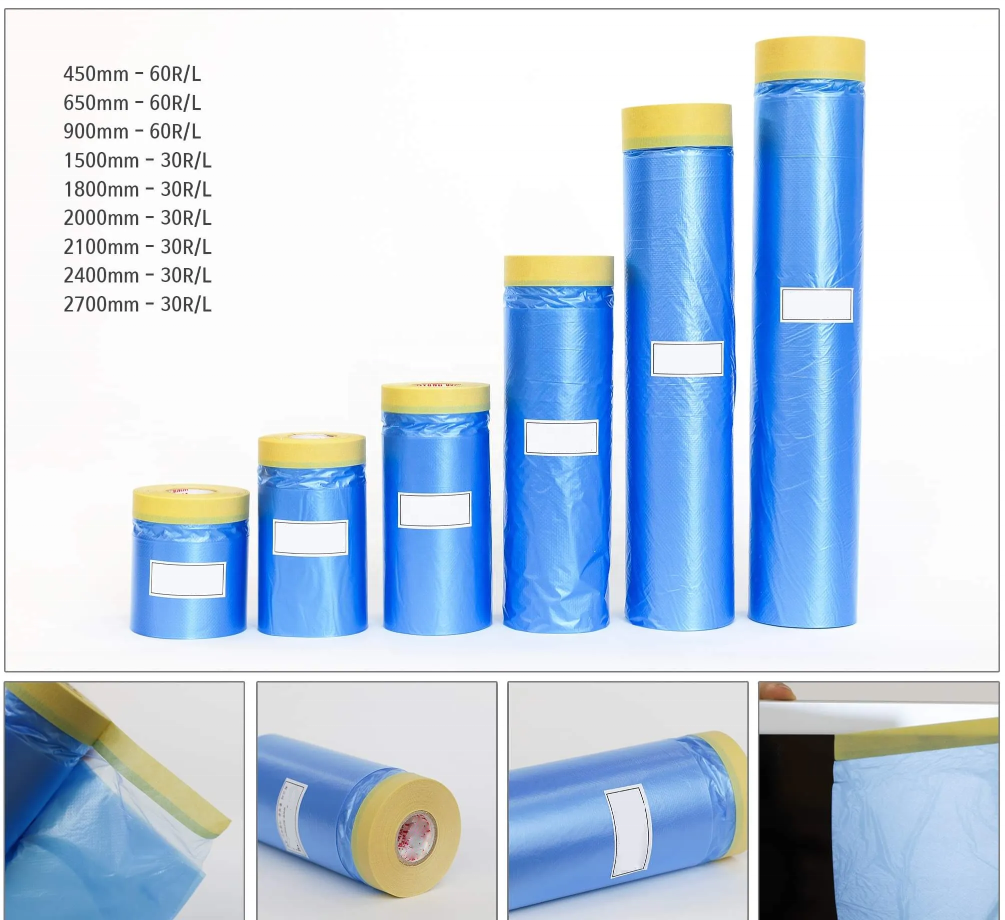 Supplier Painting Covering Drape Tape Adhesive Film Paper Pre Taped Masking Film Tape for Car Home & Painting