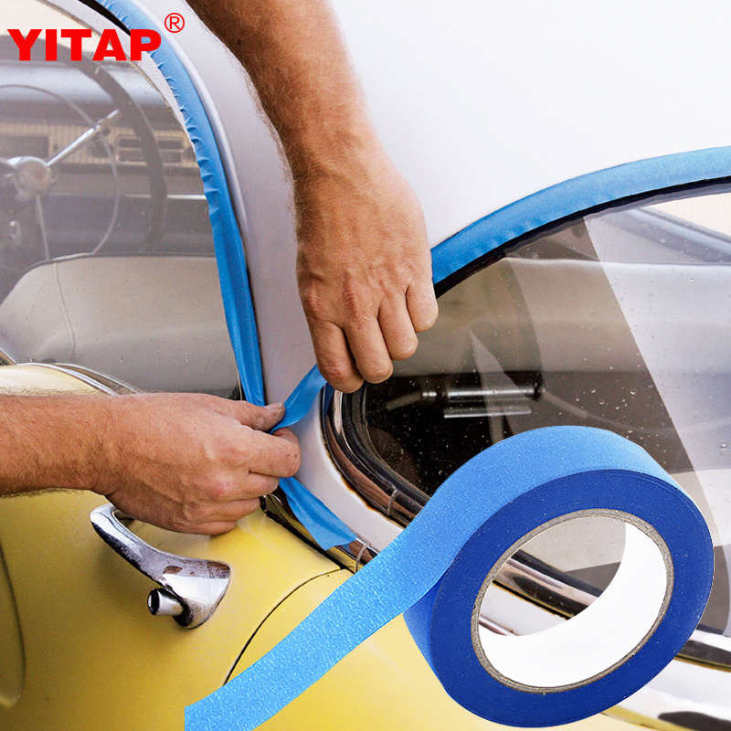 Customized Heat Resistant Adhesive Colorful Automotive Remove Blue Masking Paper Crepe Painting Tape