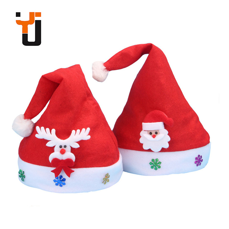 Newest OEM Kids DIY Cute Santa Clause And Reideer hat Red Merry Christmas Hat