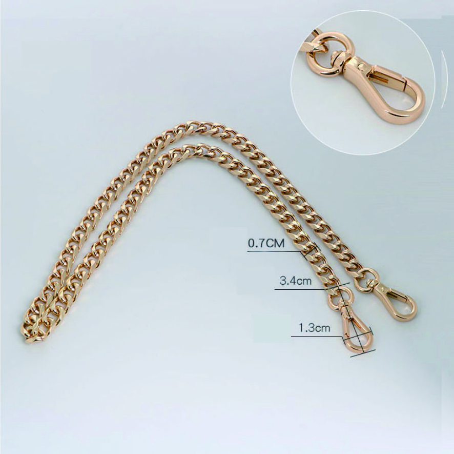 Fashion Handbag Accessories Gold Plated Cross Body Bag Handle Metal Bags Long Copper Chains For Purse Chain Strap