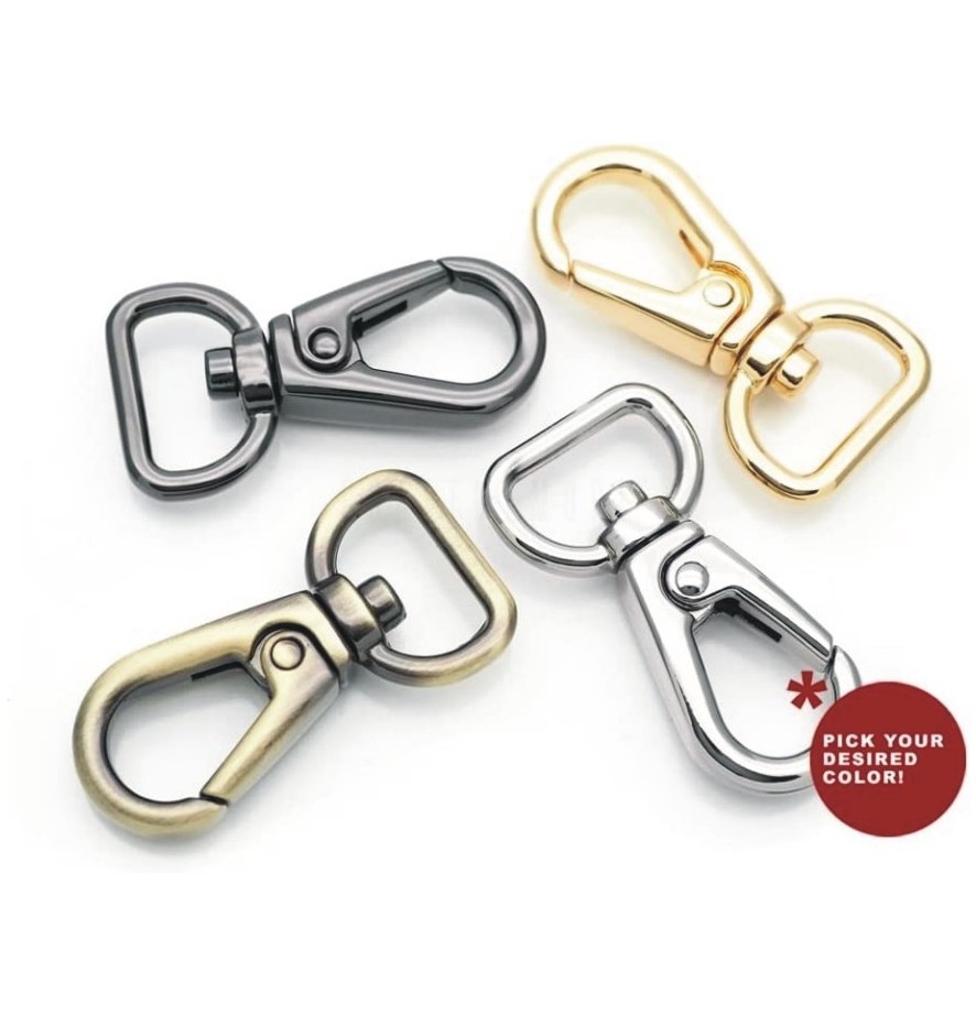 CRAFTMEMORE 4pcs Snap Hooks Lobster Clasp Heavy Duty Metal Push Gate Swivel Clasps Purse Bag Charm SC47 (Brushed Brass)