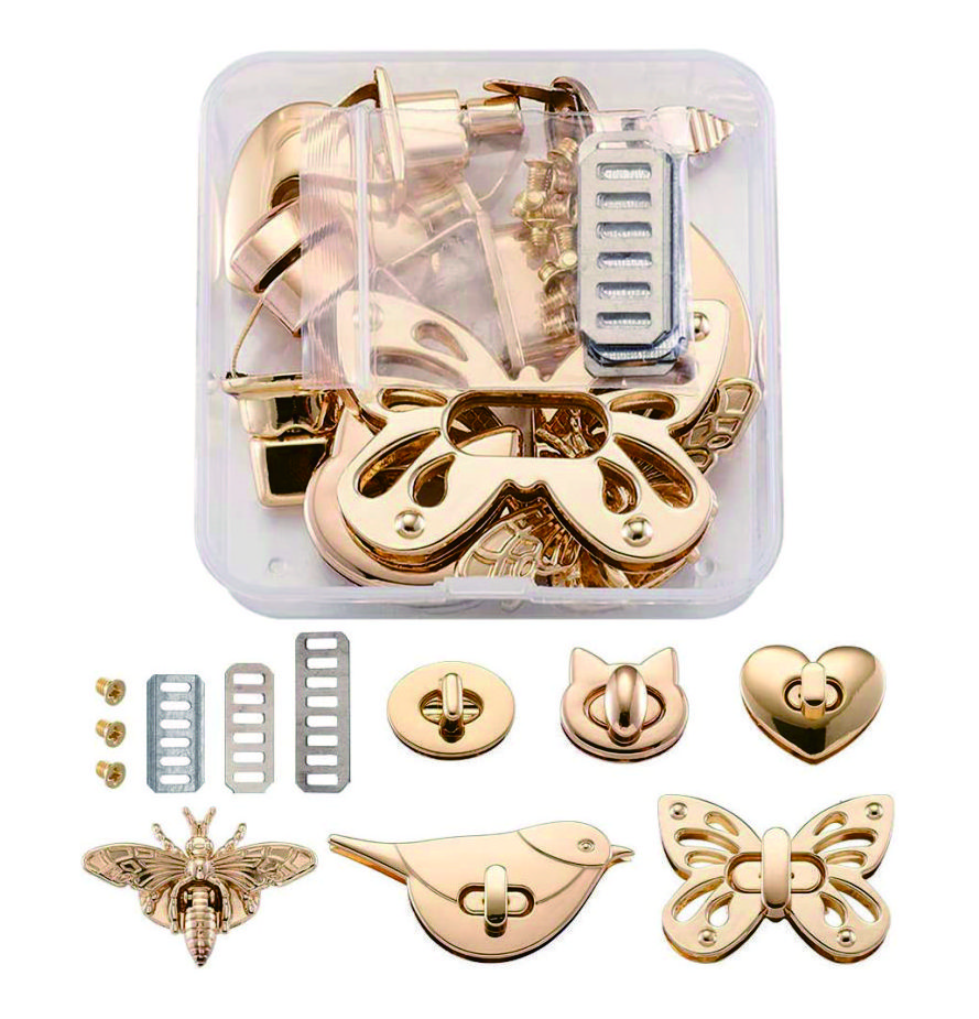 Light Gold Metal Bag Twist Lock Mixed Shape Handbag Purse Clutches Closures Turn Lock for  DIY Craft Findings Decoration