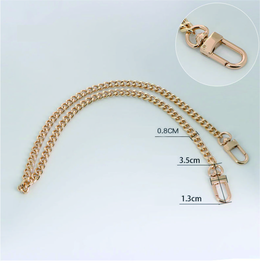 Fashion Handbag Accessories Gold Plated Cross Body Bag Handle Metal Bags Long Copper Chains For Purse Chain Strap