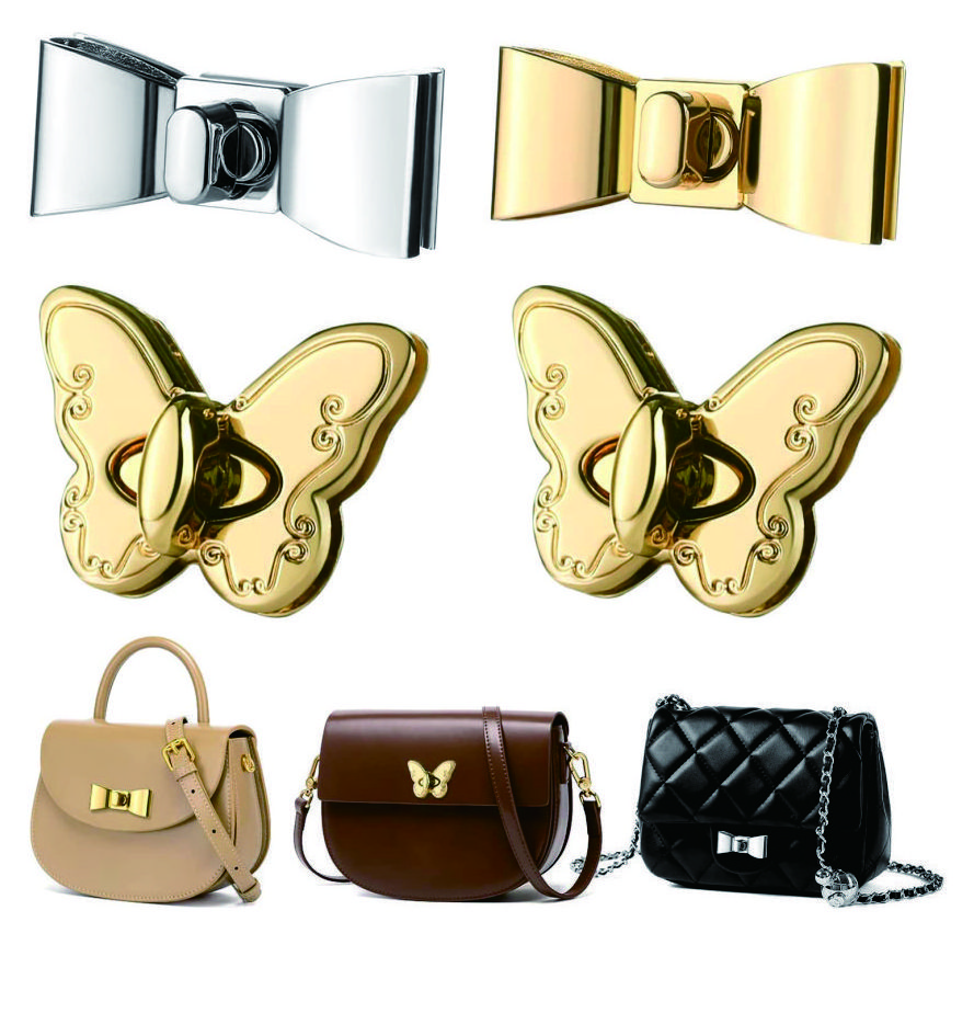 Handbag Hardware Fitting Alloy Bow Bag Lock Insert Clip Buckle Clasp Closure for Lady Leather Purse Twist Turn Lock