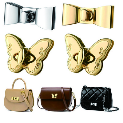 Handbag Hardware Fitting Alloy Bow Bag Lock Insert Clip Buckle Clasp Closure for Lady Leather Purse Twist Turn Lock