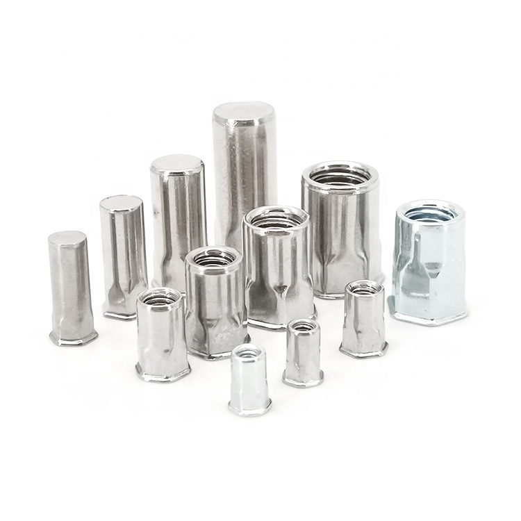 High Quality M2 M3 M4 M5 M6 M8 M10 1/4 5/16 3/8 Stainless Steel Carbon Steel Rivnut Flat Head Countersunk Head Hex Rivet Nut