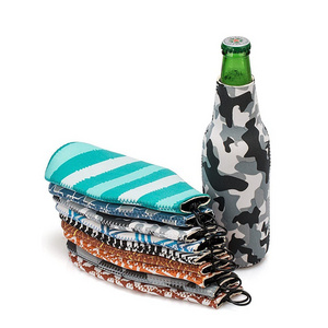 custom design reusable neoprene beer bottle cooler holder sublimation bottle wine cooler