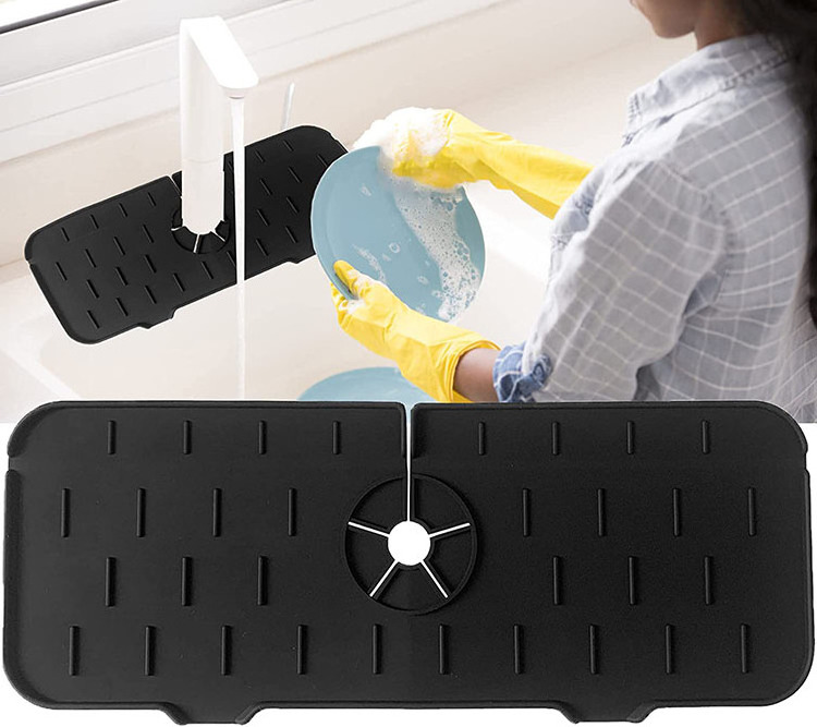 Silicone Sink Faucet Mat,Sink Splash Guard Drip Catcher For Sink Faucet Mat Behind Faucet For Kitchen