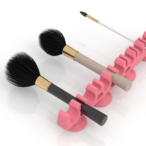 Portable Cosmetic Accessories Makeup Brush Organizer Stand Case Silicone Make Up Brush Holder With Suction Cup