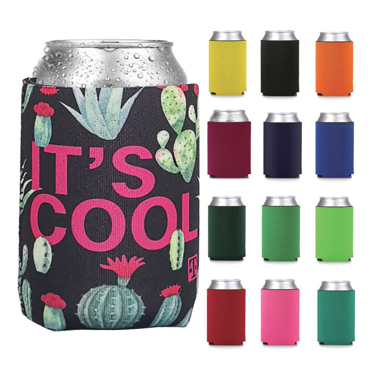 Custom Printing Sublimation Slim 12oz Cooler Neoprene Stubby Holder Koo With Zy Logo Collapsible Blank Beer Can Cooler For Cans