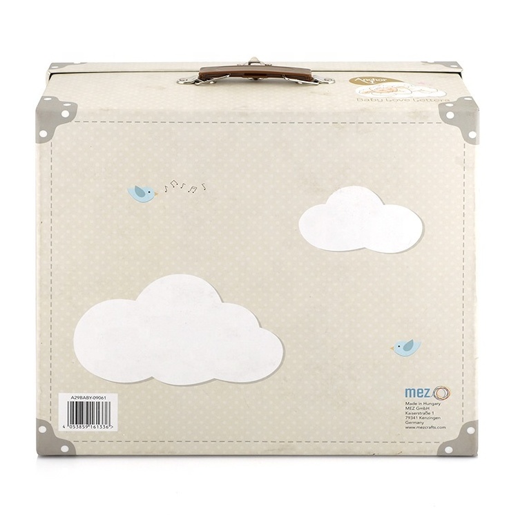 Custom Printed Rigid Cardboard Baby Toy Storage Paper Packaging Gift Suitcase Box With Handle