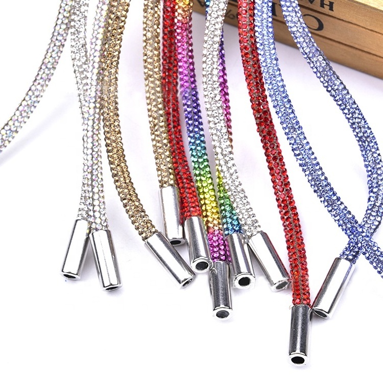 138cm Long 6mm Round Crystal Cord Rhinestone Drawstring Bling Hoodie String for decoration